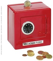 Goki Money Box - Metal Safe Red with Combination Lock