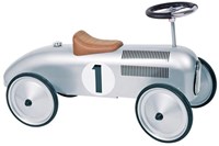 Goki retro ride-on car silver - metal ride-on vehicle for kids