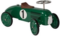Goki ride-on car retro green - metal racer for kids