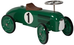 Goki ride-on car retro green - metal racer for kids