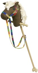 Goki wooden hobby horse brown - toy horse with wheels