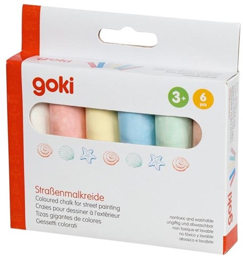 Goki street chalk - colourful outdoor toy 6 pieces