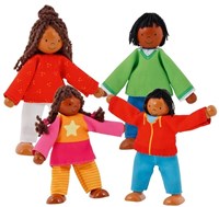 Goki Wooden Flexible Dolls Modern Family, 4 pcs, dollhouse figures