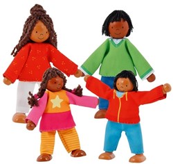 Goki Wooden Flexible Dolls Modern Family, 4 pcs, dollhouse figures