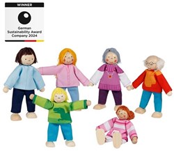 Goki dollhouse wooden dolls flexible modern family 6 pieces toy