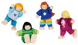 Goki wooden dollhouse dolls flexible children - set of 4 dolls