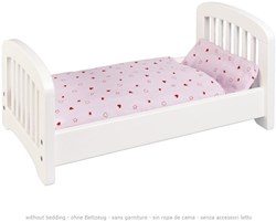 Goki doll bed wooden toy bed for baby dolls - pink white