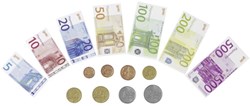 Goki Play Money euro bills and coins toy set 116 pieces