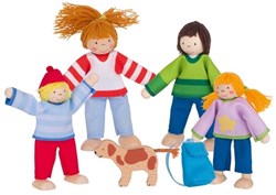 Goki dollhouse camping family wooden bendable dolls set multicolor