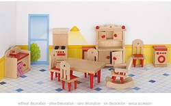 Goki dollhouse kitchen wooden furniture set complete red