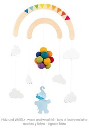 Goki mobile - wooden baby mobile elephants clouds balloons