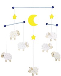 Goki wooden mobile sheep - nursery decoration multicolor