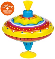 Goki spinning top - metal toy red yellow blue