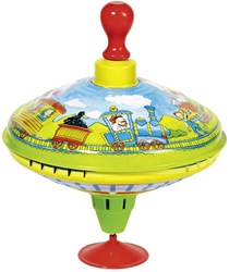 Goki spinning top with wooden handle train humming toy