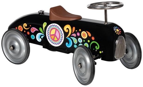 Goki ride-on car black - metal ride-on vehicle with rubber tyres
