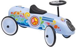 Goki ride-on car - retro blue - Flower Power - toy vehicle