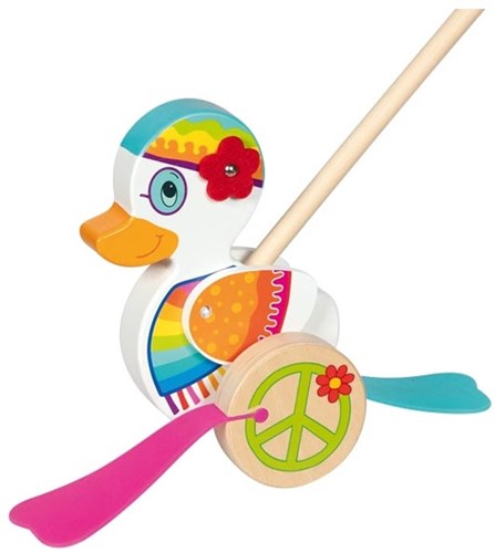 Goki wooden push-along duck Enna - walking toy for toddlers