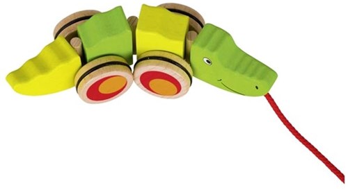 Goki wooden pull-along crocodile toy - colorful toddler play-2