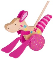 Goki wooden push along kangaroo pink educational toy