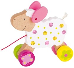 Goki wooden pull-along sheep - educational toy for toddlers