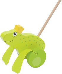 Goki wooden push-along frog king toy - push-along animal for kids