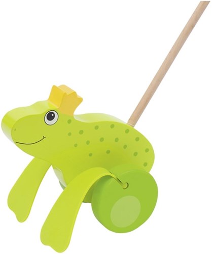 Goki wooden push-along frog king toy - push-along animal for kids