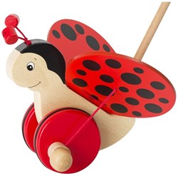 Goki Push Along Toy - Ladybird wooden walking toy for toddlers