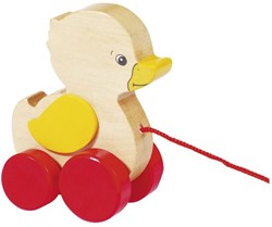 Goki wooden pull-along duck toy - motor skills toy for toddlers