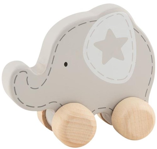 Goki wooden push along elephant - toddler push toy animal