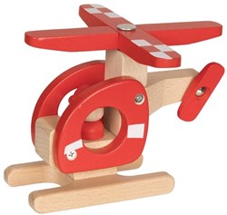 Goki wooden helicopter toy red - sustainable FSC wood