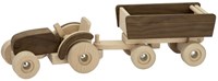 Goki wooden tractor with trailer - farm toy