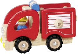 Goki wooden fire truck toy - sturdy wooden vehicle for kids