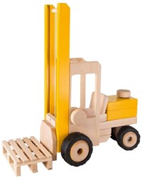 Goki wooden forklift toy - construction site vehicle for kids