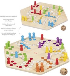 Goki wooden ludo game - classic board game for 6 players