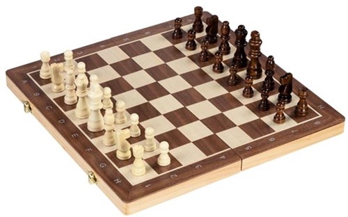 Goki wooden chess checkers magnetic 2in1 travel game classic