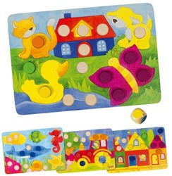 Goki board game - color dice wooden family game 3+ educational
