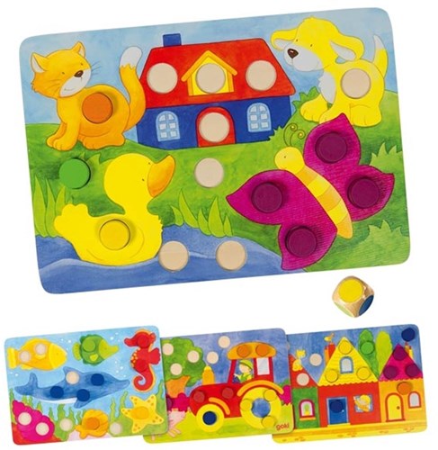 Goki board game - color dice wooden family game 3+ educational