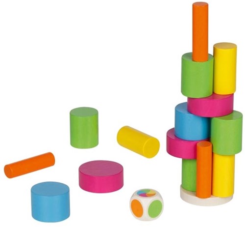 Goki wooden balancing game tower - colorful balance toy, 27 pieces