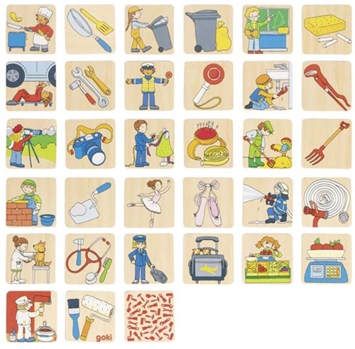 Goki wooden memory game professions - educational toy for kids