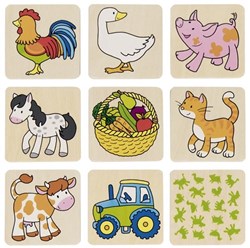 Goki wooden memory game farm animals - educational memory toy for kids