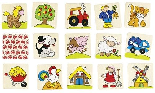 Goki wooden memory game farm animals and accessories - educational toy
