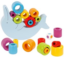 Goki wooden balance game - dolphin balancing toy for kids