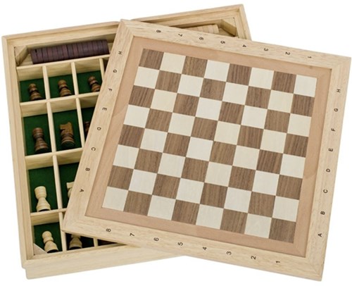 Goki wooden game set chess and nine men's morris travel game