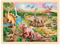Goki wooden puzzle dinosaur - jigsaw 96 pieces educational toy