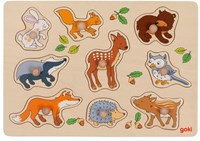 Goki wooden peg puzzle forest animals - educational toy