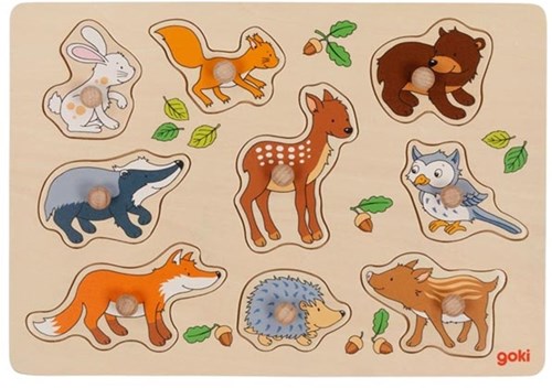 Goki wooden peg puzzle forest animals - educational toy