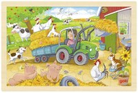 Goki wooden jigsaw puzzle tractor - farm puzzle 24 pieces
