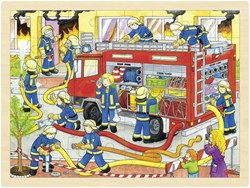Goki wooden puzzle fire brigade - educational jigsaw 48 pieces