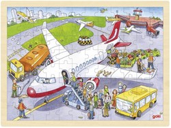Goki wooden puzzle airport 96 pieces educational toy