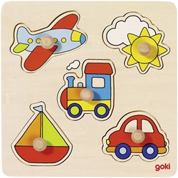 Goki wooden vehicles puzzle - educational toy 5 pieces